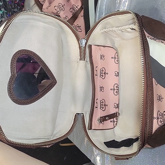 Y2K Vintage Juicy Couture Pink Monogram Brown Leather Duffle Bag Train Case Set - Picture 16 of 16